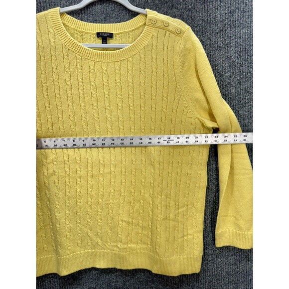 Talbots Button Shoulder Sweater Top Womens 2X Yellow Cable Knit Crewneck NWOT - Picture 6 of 8